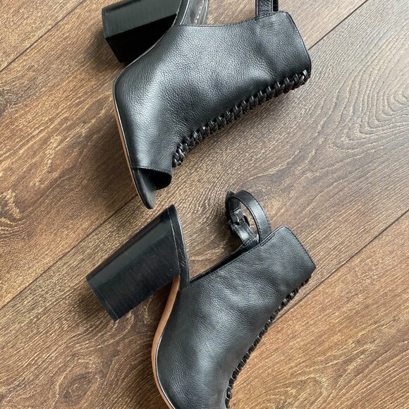 COACH Sandford Black Open Toe Booties Size 8 - Picture 4 of 6